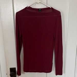 J.Crew Women's Deep Red Long Sleeve Layering Tee Sz S